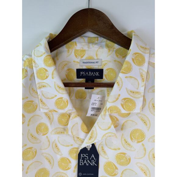 Jos A Bank Men’s XL Camp Shirt Lemon Print Button Down Short Sleeve Cotton NEW - Picture 6 of 7